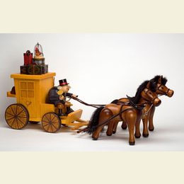Smoker Post Horse and Carriage  -  32 x 70cm / 13 x 28 inches