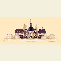 Candle Holder Seiffen Village  -  16cm / 6 inches