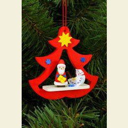 Santa in Tree  -  7,2 / 7,1cm  -  12 pcs. / 3 x 3 inch