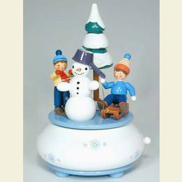 Spieldose Schneekinder  -  d 14,0cm