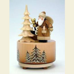 Music Box Santa Claus natural colors - d 9,5cm / 4 inch