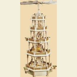 5 -  tier Pyramid Nativity Scene natural wood  -  28 inch  -  70cm