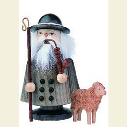 Smoker Shepherd with sheep - 13cm / 5 inches