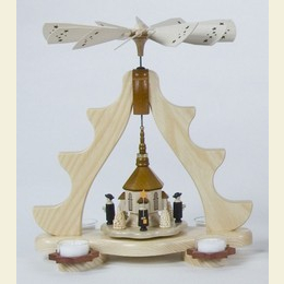 1 - tier pyramid  -  for tealights  -  Seiffen Church  -  36cm / 14 inch