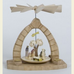 1 - tier pyramid  -  Nativity Scene carved  -  32cm / 13 inch