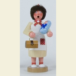 Räuchermännchen Hebamme mit Baby blau - 18cm