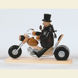 R�ucherm�nnchen Schornsteinfeger auf Motorrad  -  21cm
