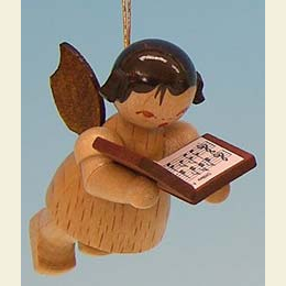 Engel mit Buch  -  natur  -  schwebend  -  5,5cm