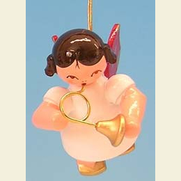 Angel with French horn  -  Red Wings  -  floating  -  5,5cm / 2,1 inch