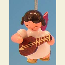 Angel with mandolin  -  Red Wings  -  floating  -  5,5cm / 2,1 inch