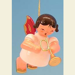 Angel with trumpet  -  Red Wings  -  floating  -  5,5cm / 2,1 inch