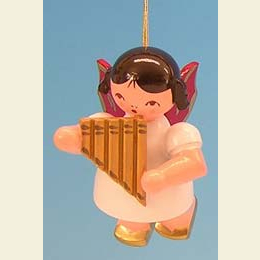 Angel with pan pipe  -  Red Wings  -  floating  -  5,5cm / 2,1 inch