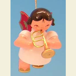 Angel with flugelhorn  -  Red Wings  -  floating  -  5,5cm / 2,1 inch