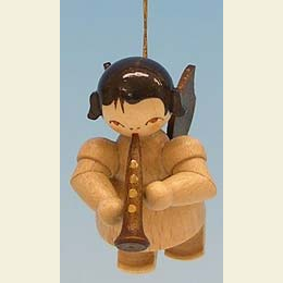 Engel mit Klarinette  -  natur  -  schwebend  -  5,5cm
