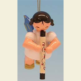 Angel with didgeridoo - Blue Wings - floating - 5,5cm / 2,1 inch