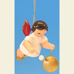 Angel with small gong  -  Red Wings  -  floating  -  5,5cm / 2,1 inch