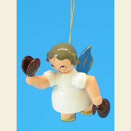 Angel with castanet - Blue Wings - floating - 5,5cm / 2,1 inch
