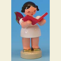 Engel mit Buch -  Rote Fl�gel  -  stehend  -  6cm