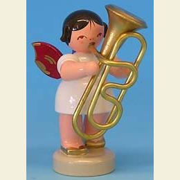 Engel mit Tuba  -  Rote Fl�gel  -  stehend  -  6cm