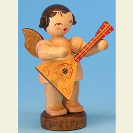 Angel with balalaika  -  natural colors  -  standing  -  6cm / 2,3 inch