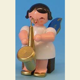 Angel with saxophone  -  Blue Wings  -  sitting  -  5cm / 2 inch