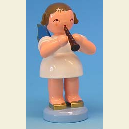 Angel with flute  -  Blue Wings  -  standing  -  9,5cm / 3,7 inch