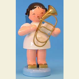 Angel with baritone  -  Blue Wings  -  standing  -  9,5cm / 3,7 inch
