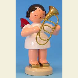 Angel with baritone  -  Red Wings  -  standing  -  9,5cm / 3,7 inch