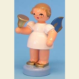 Engel mit Glocke  -  Blaue Fl�gel  -  stehend  -  6cm