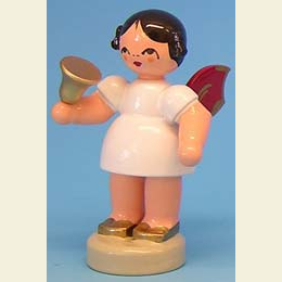 Angel with bell  -  Red Wings  -  standing  -  6cm / 2,3 inch