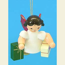 Angel with 2 gifts  -  Red Wings  -  floating  -  6cm / 2,3 inch