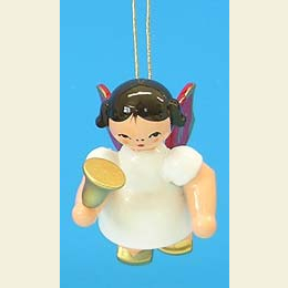 Angel with bell  -  Red Wings  -  floating  -  6cm / 2,3 inch